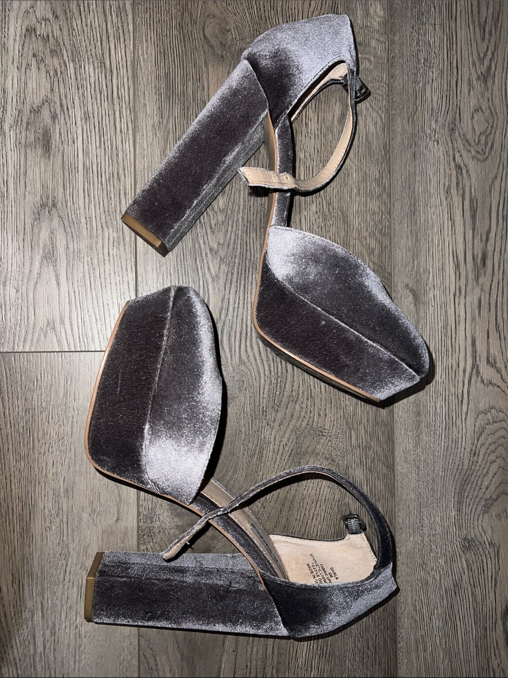 Steve Madden Silver-Grey Velvet Block Heel Sandals